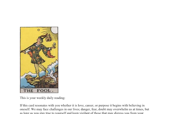 do a tarot reading and send a mindful report